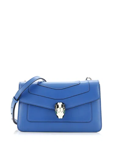 Pre-owned Pre-owned Bvlgari  Bvlgari Small Serpenti Forever Shoulder Bag Leather In Blue