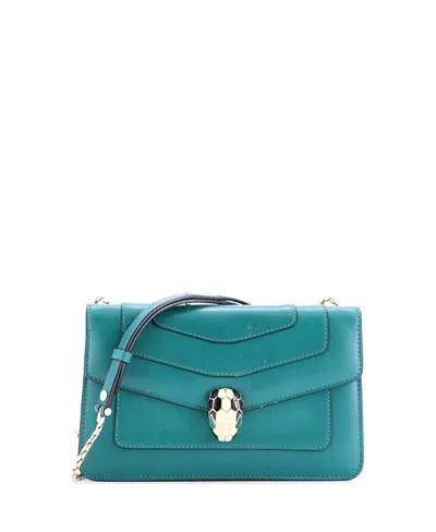Pre-owned Pre-owned Bvlgari  Bvlgari Small Serpenti Forever Shoulder Bag Leather In Green