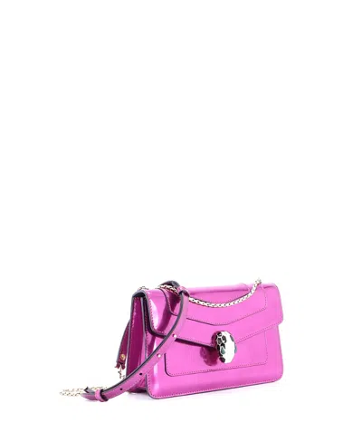 Pre-owned Pre-owned Bvlgari  Bvlgari Small Serpenti Forever Shoulder Bag Metallic Leather In Pink