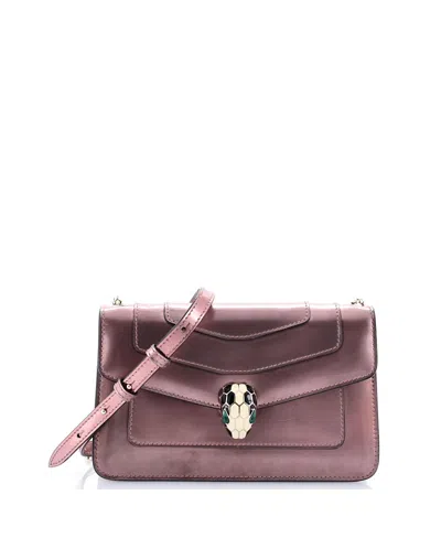 Pre-owned Pre-owned Bvlgari  Bvlgari Small Serpenti Forever Shoulder Bag Metallic Leather In Silver
