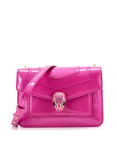 Pre-owned Pre-owned Bvlgari  Bvlgari Small Serpenti Forever Shoulder Bag Patent In Pink