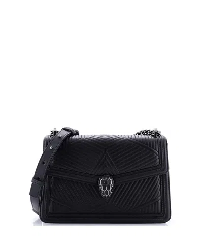 Pre-owned Pre-owned Bvlgari  Bvlgari Small Serpenti Forever Shoulder Bag Quilted Leather In Black