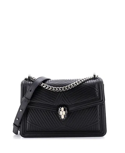 Pre-owned Pre-owned Bvlgari  Bvlgari Small Serpenti Forever Shoulder Bag Quilted Leather In Black