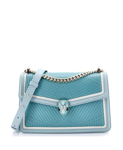 Pre-owned Pre-owned Bvlgari  Bvlgari Small Serpenti Forever Shoulder Bag Quilted Leather In Green