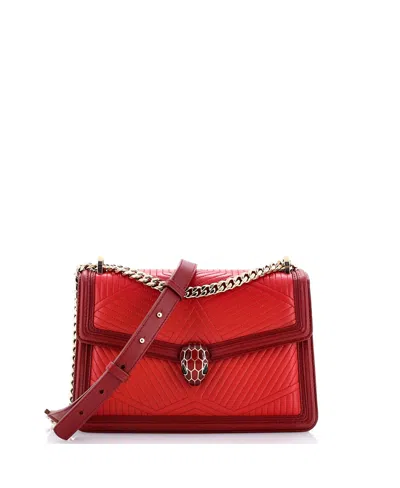 Pre-owned Pre-owned Bvlgari  Bvlgari Small Serpenti Forever Shoulder Bag Quilted Leather In Red