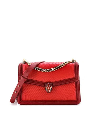 Pre-owned Pre-owned Bvlgari  Bvlgari Small Serpenti Forever Shoulder Bag Quilted Leather In Red