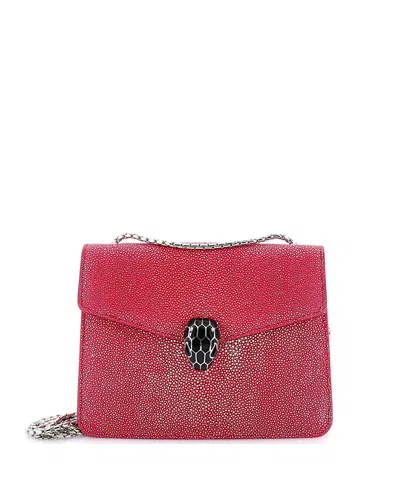 Pre-owned Pre-owned Bvlgari  Bvlgari Small Serpenti Forever Shoulder Bag Stingray In Pink