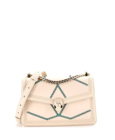 Pre-owned Pre-owned Bvlgari  Bvlgari Small Serpenti Forever Shoulder Bag Whipstitched Leather In Pink