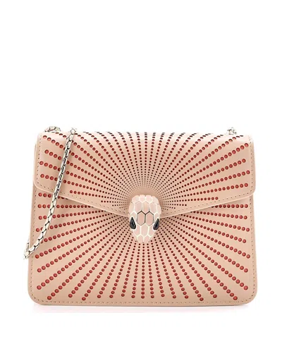 Pre-owned Pre-owned Bvlgari  Bvlgari Small Serpenti Forever Square Shoulder Bag Laser Cut Leather In Neutral