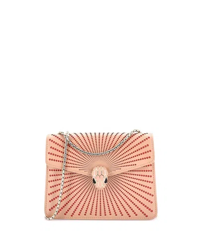 Pre-owned Pre-owned Bvlgari  Bvlgari Small Serpenti Forever Square Shoulder Bag Laser Cut Leather In Pink
