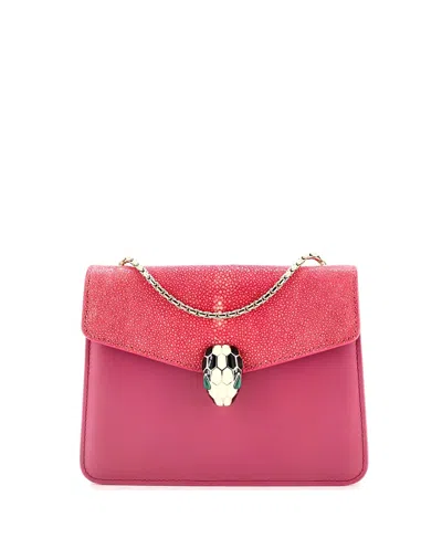 Pre-owned Pre-owned Bvlgari  Bvlgari Small Serpenti Forever Square Shoulder Bag Leather And Stingray In Pink