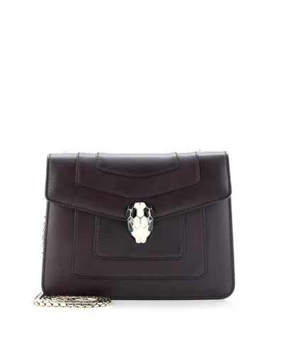 Pre-owned Pre-owned Bvlgari  Bvlgari Small Serpenti Forever Square Shoulder Bag Leather In Purple