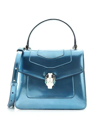 Pre-owned Pre-owned Bvlgari  Bvlgari Small Serpenti Forever Square Shoulder Bag Metallic Leather