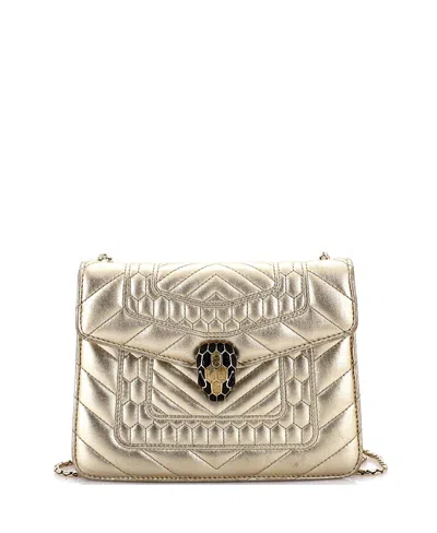Pre-owned Pre-owned Bvlgari  Bvlgari Small Serpenti Forever Square Shoulder Bag Quilted Leather In Metallic/ Gold/