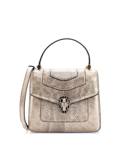 Pre-owned Pre-owned Bvlgari  Bvlgari Small Serpenti Forever Top Handle Bag Karung In Gold