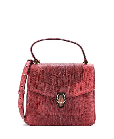 Pre-owned Pre-owned Bvlgari  Bvlgari Small Serpenti Forever Top Handle Bag Karung In Red