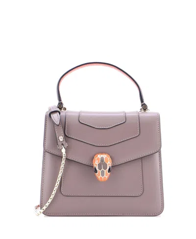 Pre-owned Pre-owned Bvlgari  Bvlgari Small Serpenti Forever Top Handle Bag Leather In Neutral