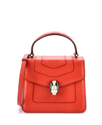 Pre-owned Pre-owned Bvlgari  Bvlgari Small Serpenti Forever Top Handle Bag Leather In Orange