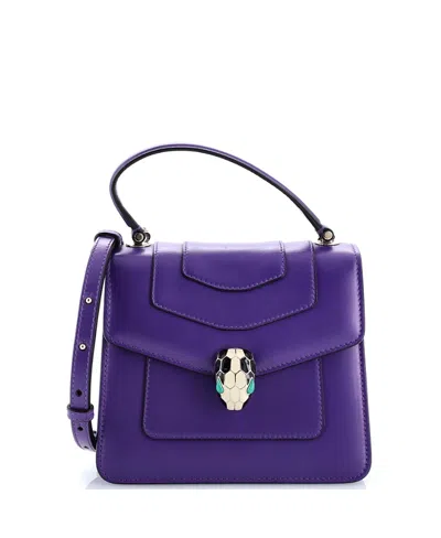 Pre-owned Pre-owned Bvlgari  Bvlgari Small Serpenti Forever Top Handle Bag Leather In Purple