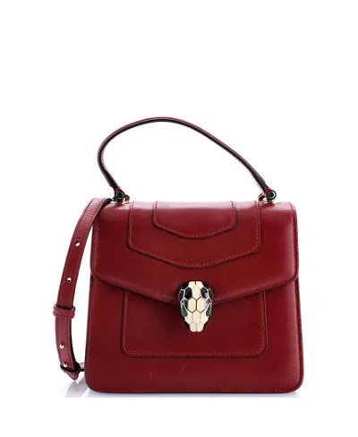 Pre-owned Pre-owned Bvlgari  Bvlgari Small Serpenti Forever Top Handle Bag Leather In Red