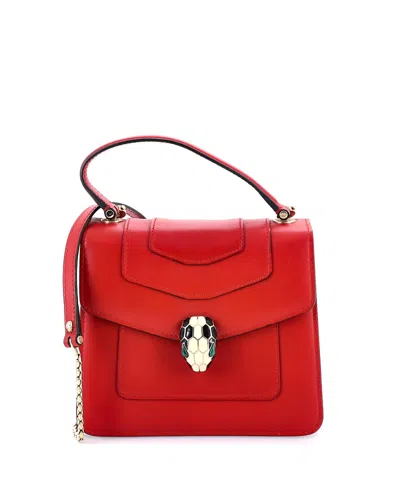 Pre-owned Pre-owned Bvlgari  Bvlgari Small Serpenti Forever Top Handle Bag Leather In Red