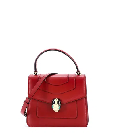 Pre-owned Pre-owned Bvlgari  Bvlgari Small Serpenti Forever Top Handle Bag Leather In Red