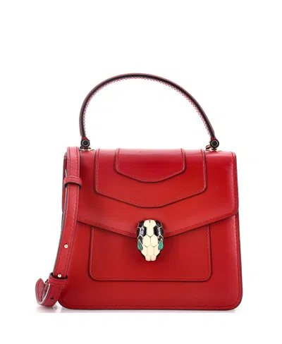 Pre-owned Pre-owned Bvlgari  Bvlgari Small Serpenti Forever Top Handle Bag Leather In Red
