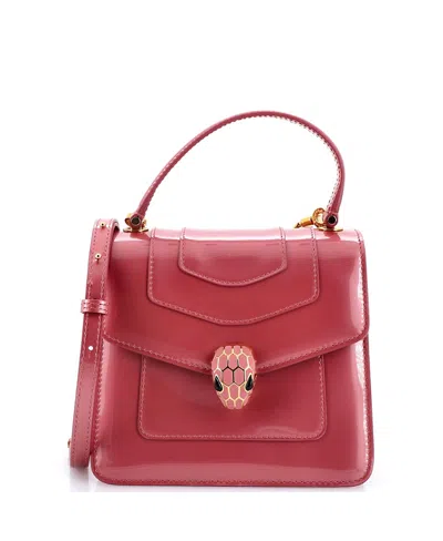 Pre-owned Pre-owned Bvlgari  Bvlgari Small Serpenti Forever Top Handle Bag Patent In Pink