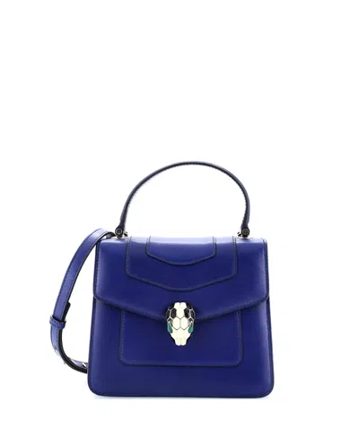 Pre-owned Pre-owned Bvlgari  Bvlgari Small Serpenti Forever Totes Bag Leather In Blue