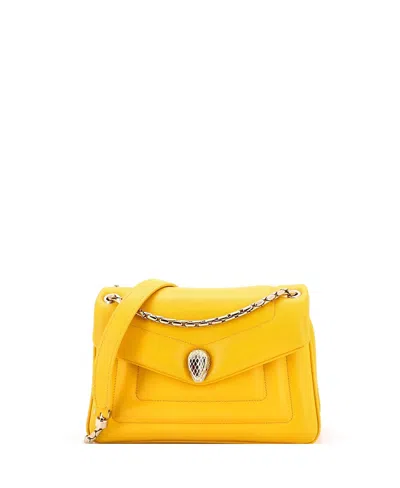Pre-owned Pre-owned Bvlgari  Bvlgari Small Serpenti Reverse Shoulder Bag Leather In Yellow