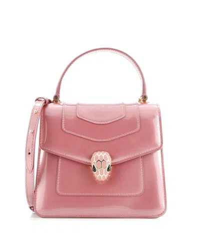 Pre-owned Pre-owned Bvlgari  Bvlgari Small Serpenti Top Handle Bag Patent In Pink