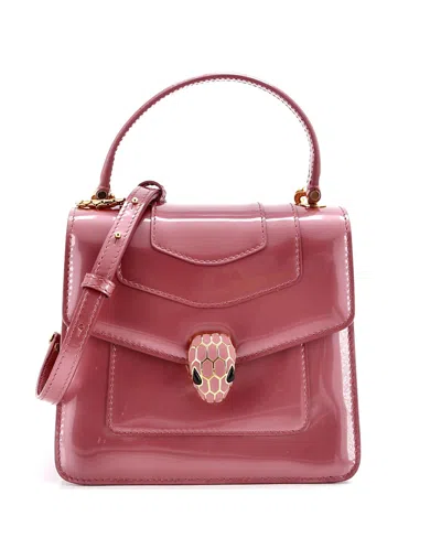 Pre-owned Pre-owned Bvlgari  Bvlgari Small Serpenti Top Handle Bag Patent In Pink