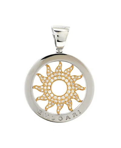 Pre-owned Pre-owned Bvlgari  Bvlgari Tondo Sun Pendant 18k Gold And Stainless Steel With Diamonds