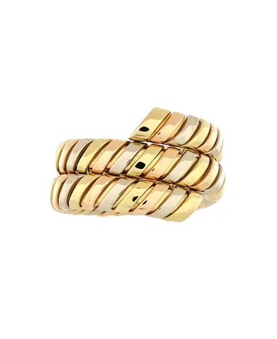 Pre-owned Pre-owned Bvlgari  Bvlgari Tubogas Double Wrap Ring 18k Tricolor Gold