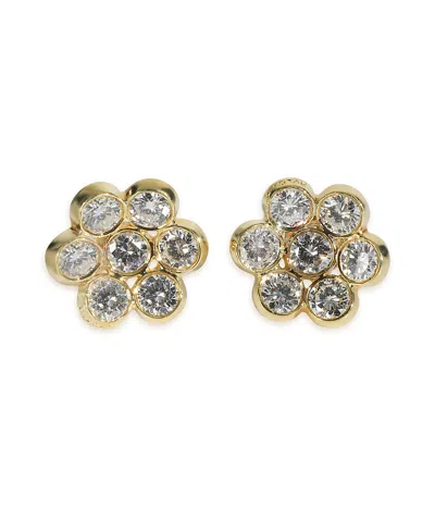 Pre-owned Pre-owned Bvlgari  Bvlgari Vintage Flower Cluster 18k Yellow Gold Earrings
