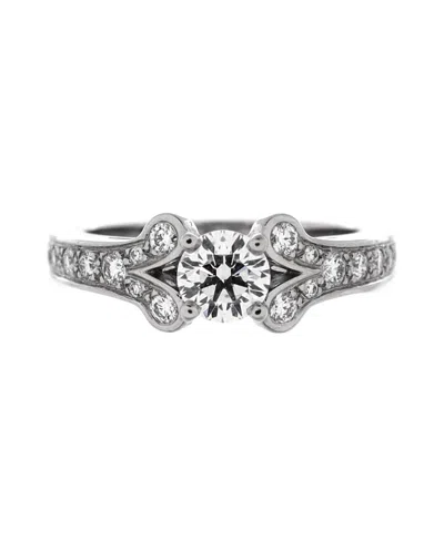 Pre-owned Pre-owned Cartier  Cartier 0.50-0.59ct Ballerine Solitaire Ring Platinum With Rbc Diamond And Pave Diamonds
