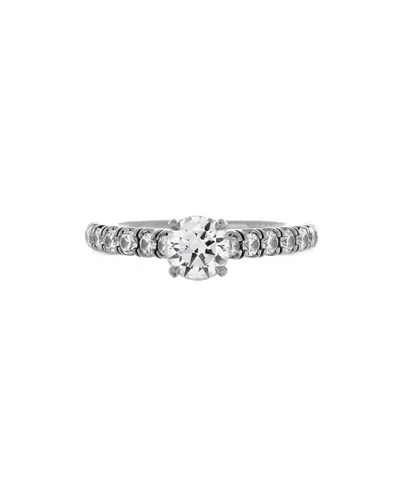Pre-owned Pre-owned Cartier  Cartier 0.50ct Etincelle De Cartier Solitaire Ring Platinum With Rbc Diamond And Pave Diam In Silver