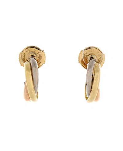 Pre-owned Pre-owned Cartier  Cartier 13mm Trinity Hoop Earrings 18k Tricolor Gold