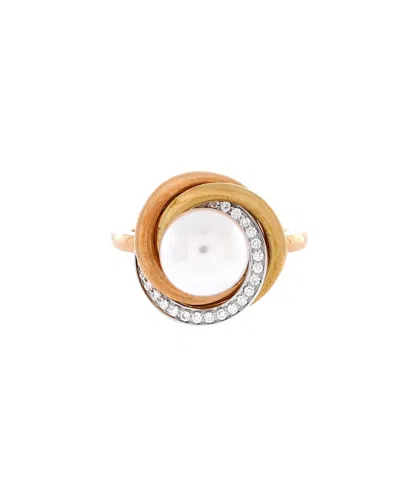Pre-owned Pre-owned Cartier  Cartier 14mm Trinity Pearl Ring 18k Tricolor Gold With Pearl And Diamonds