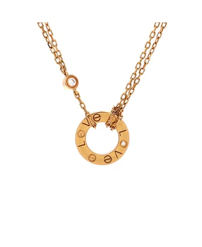 Pre-owned Pre-owned Cartier  Cartier 2 Diamonds Love Pendant Necklace 18k Rose Gold And Diamonds 16" In Pink