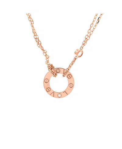 Pre-owned Pre-owned Cartier  Cartier 2 Diamonds Love Pendant Necklace 18k Rose Gold And Diamonds, 16" In Pink