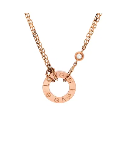 Pre-owned Pre-owned Cartier  Cartier 2 Diamonds Love Pendant Necklace 18k Rose Gold And Diamonds, 16.25" In Pink