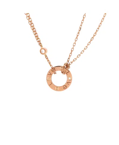 Pre-owned Pre-owned Cartier  Cartier 2 Diamonds Love Pendant Necklace 18k Rose Gold And Diamonds, 17" In Pink
