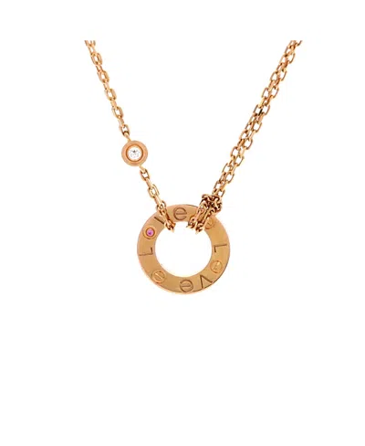 Pre-owned Pre-owned Cartier  Cartier 2 Diamonds Love Pendant Necklace 18k Rose Gold With Pink Sapphire And Diamond, 16"