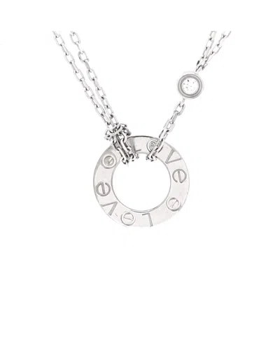 Pre-owned Pre-owned Cartier  Cartier 2 Diamonds Love Pendant Necklace 18k White Gold With Diamonds