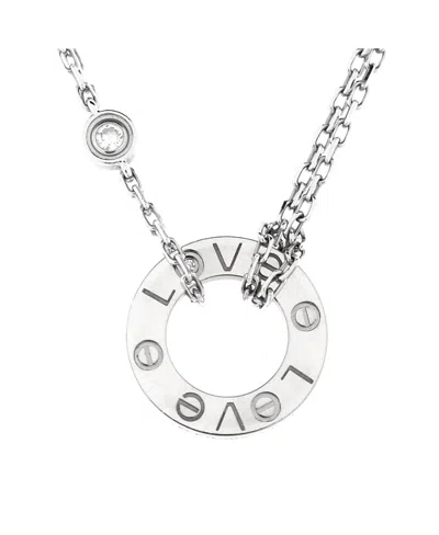 Pre-owned Pre-owned Cartier  Cartier 2 Diamonds Love Pendant Necklace 18k White Gold With Diamonds
