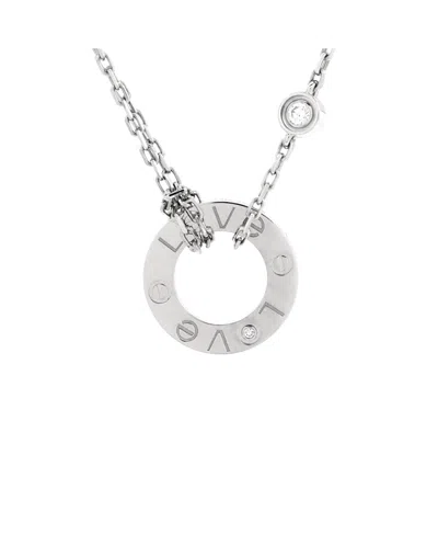 Pre-owned Pre-owned Cartier  Cartier 2 Diamonds Love Pendant Necklace 18k White Gold With Diamonds