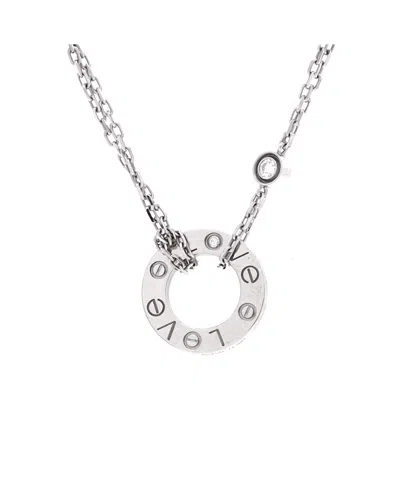 Pre-owned Pre-owned Cartier  Cartier 2 Diamonds Love Pendant Necklace 18k White Gold With Diamonds, 15 - 16.25"
