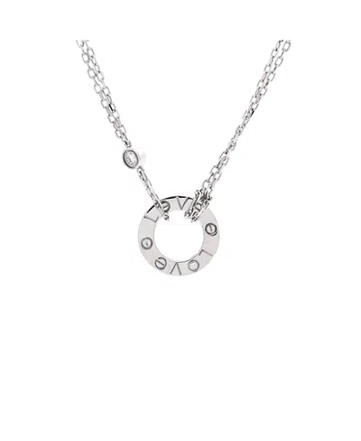 Pre-owned Pre-owned Cartier  Cartier 2 Diamonds Love Pendant Necklace 18k White Gold With Diamonds, 15.75"