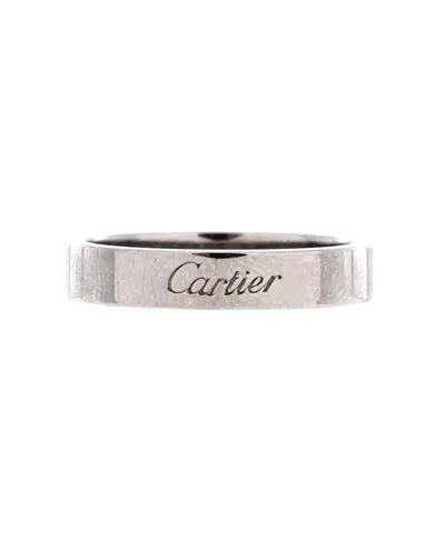 Pre-owned Pre-owned Cartier  Cartier 4mm C De Cartier Wedding Band Ring Platinum In Silver